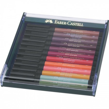 12-Pieces Pitt Artist Pen Set, Brush Tip, Earth Colours